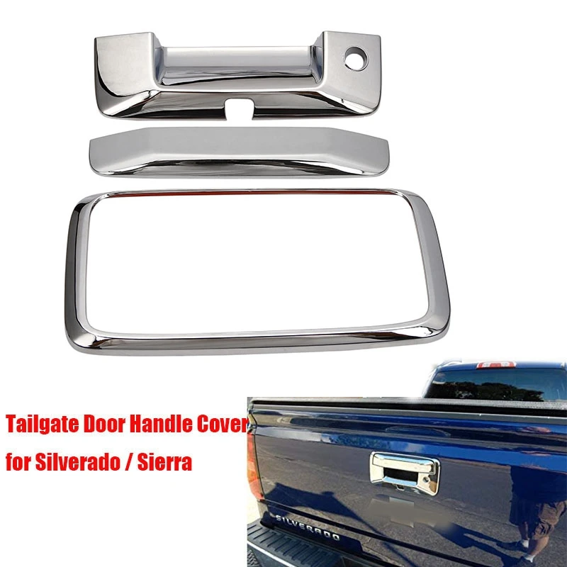 Polished Chrome Tailgate Door Handle Cover for 2014 2018 Chevy