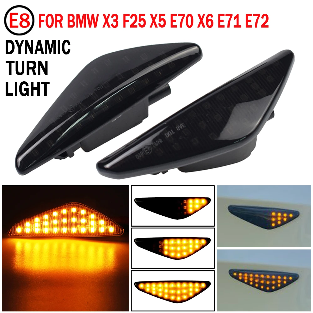 Recambo Kit Indicatori Di Direzione Laterali A LED Per BMW X3 F25, X5 E70, X6 E71 - Vetro Trasparente, Omologati