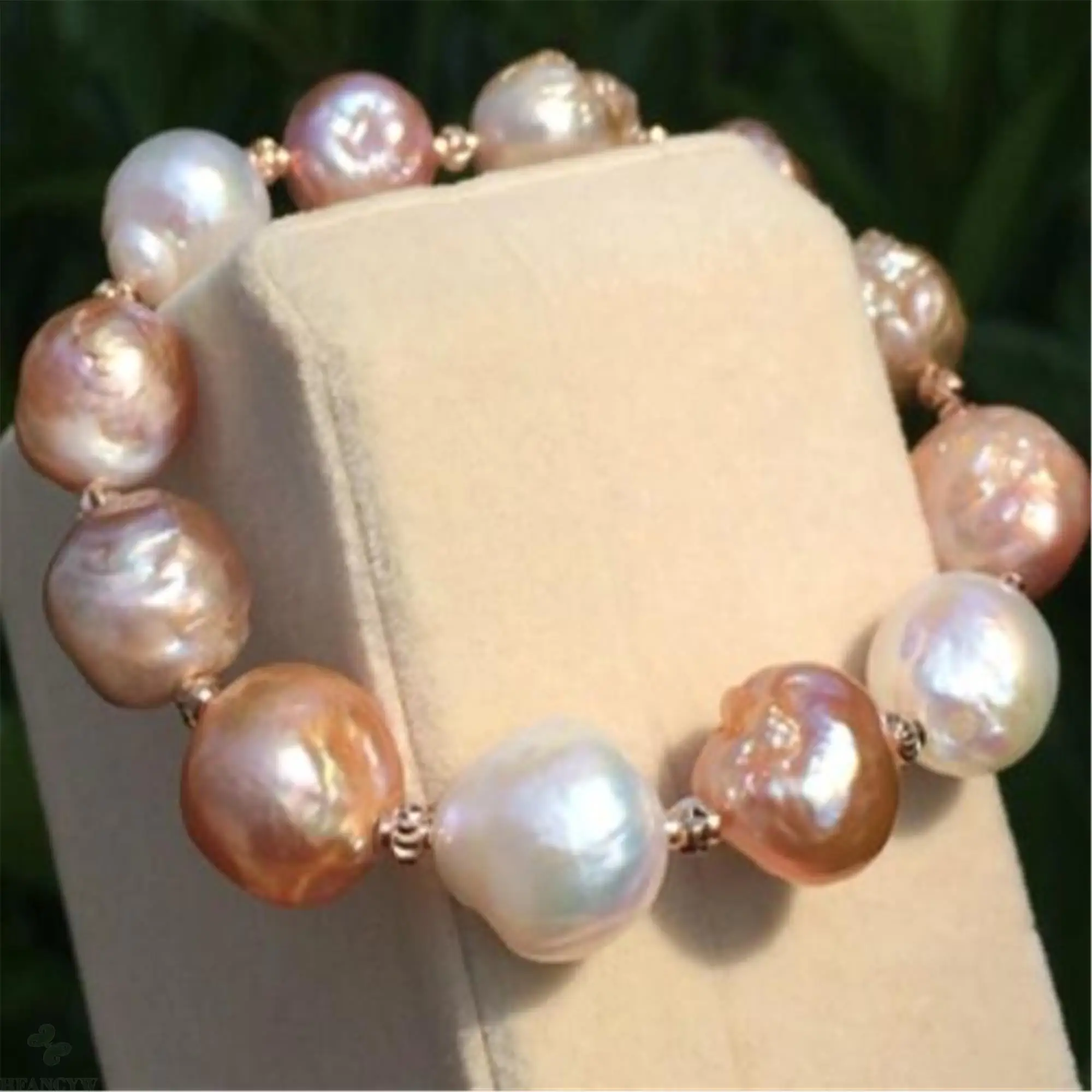 12-13 мм разноцветный жемчужный браслет в стиле барокко 7,5 Дюймов серебряная пряжка настоящая безупречная свадьба