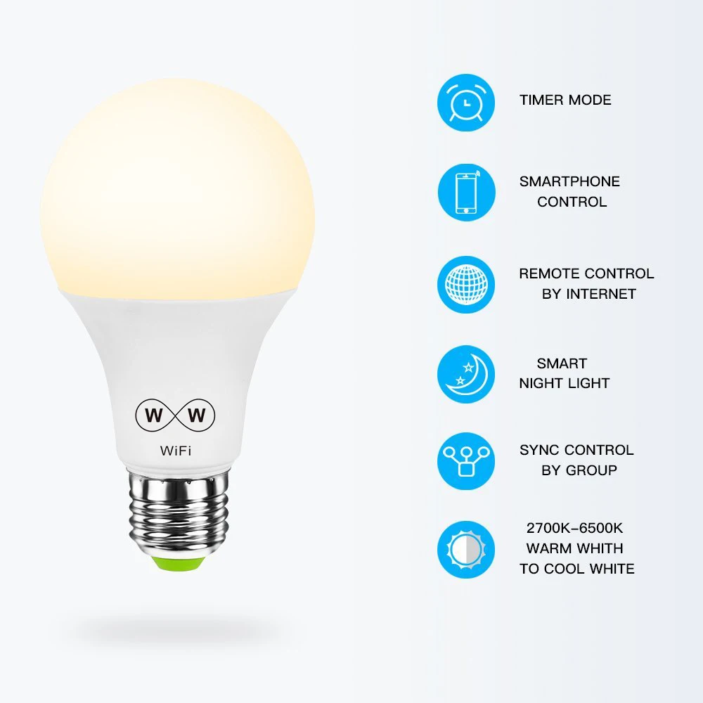 3/5/8/10 шт. WiFi смарт-лампа светодиодный светильник 6,5 W E27 затемнения светодиодный изменения Цвет Волшебная лампочка освещение работает с Amazon