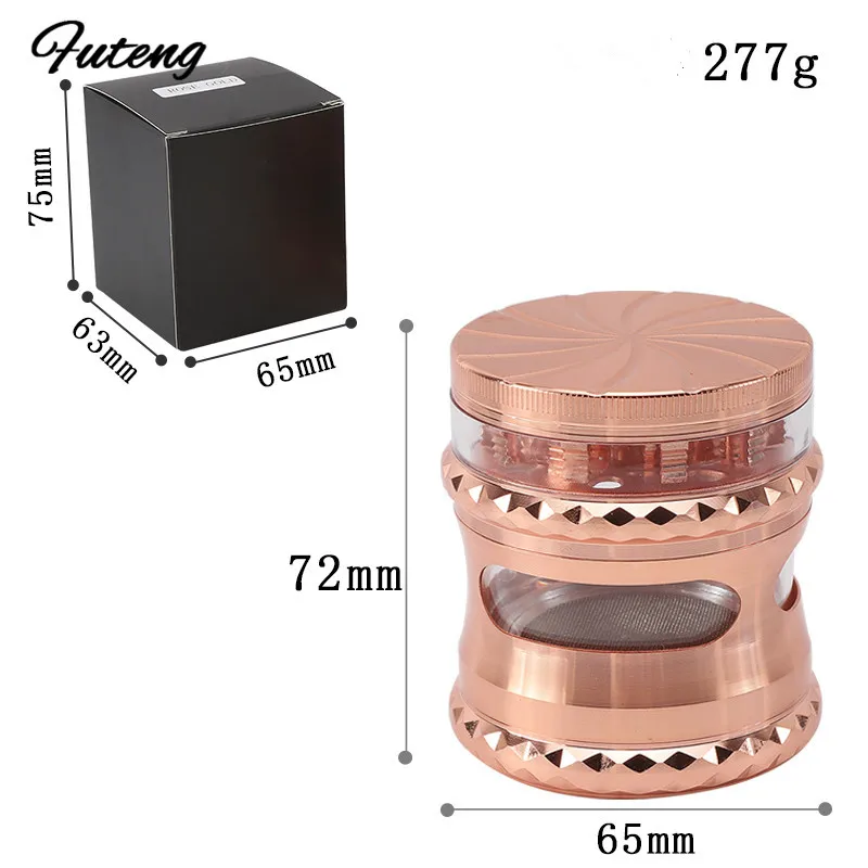 

Perfect Aluminum Tobacco Grinder Internally Visible 4-Layers 65mm Herb Spice Crusher Smoking Accessories