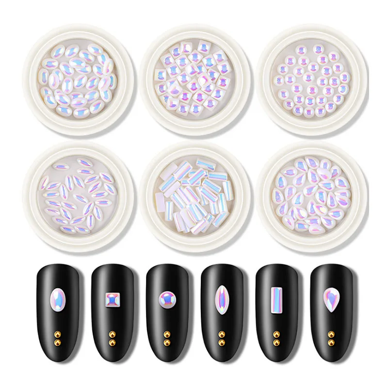 

1 упаковка AB Разноцветный жемчуг блестящие драгоценные камни для ногтей 3D хрустальные камни для дизайна ногтей каплеобразный/лошадиный глаз/квадратный Маникюр своими руками