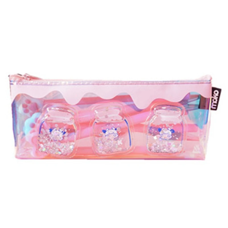 

Cute Transparent Laser Milk Bottle Harajuku Pencil Case Creative Laser Cool Pattern Pen Bag School Supplies Girl Christmas Gift