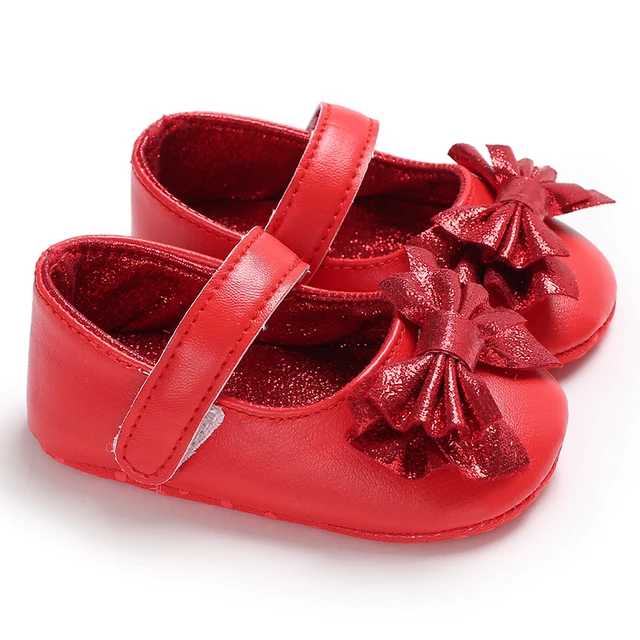 Baby Spring And Autumn Style Lovely Bow Solid Color Soft Sole Princess Shoes 0-18 Months Newborn Baby Casual Walking Shoes B175