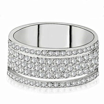 

Huitan Gorgeous Silver Color Women Ring 5 Row Micro Paved CZ Stone Simple Luxury Wedding Bridal Ring Fashion Jewelry Size 6-10