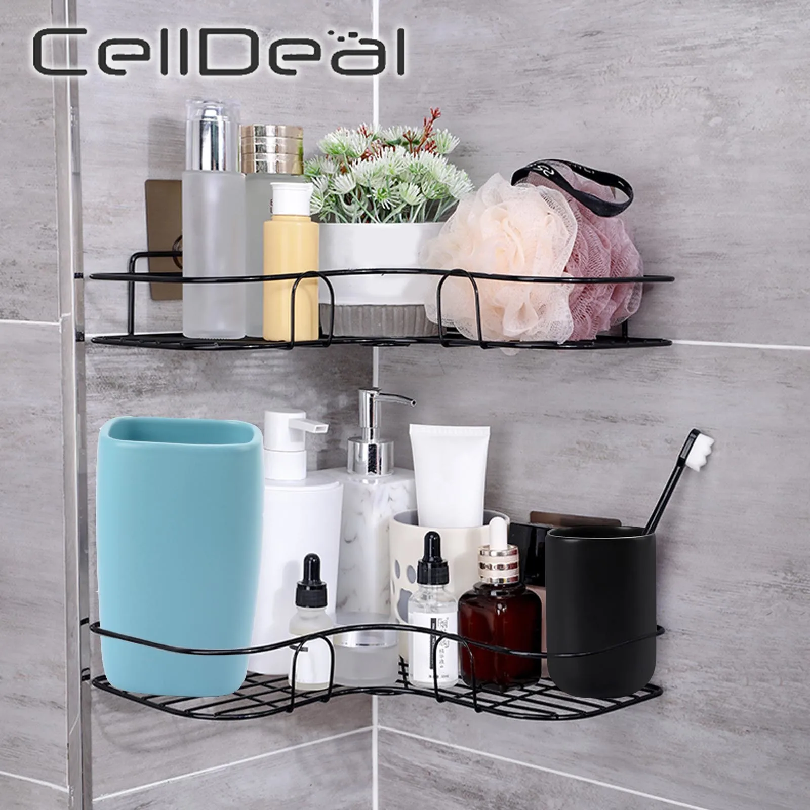 

1PC Corner Bathroom Metal Shelf Punch Free Storage Rack Kitchen Wall Mounted Organizer Shelf Stainless Steel Bath Accessories
