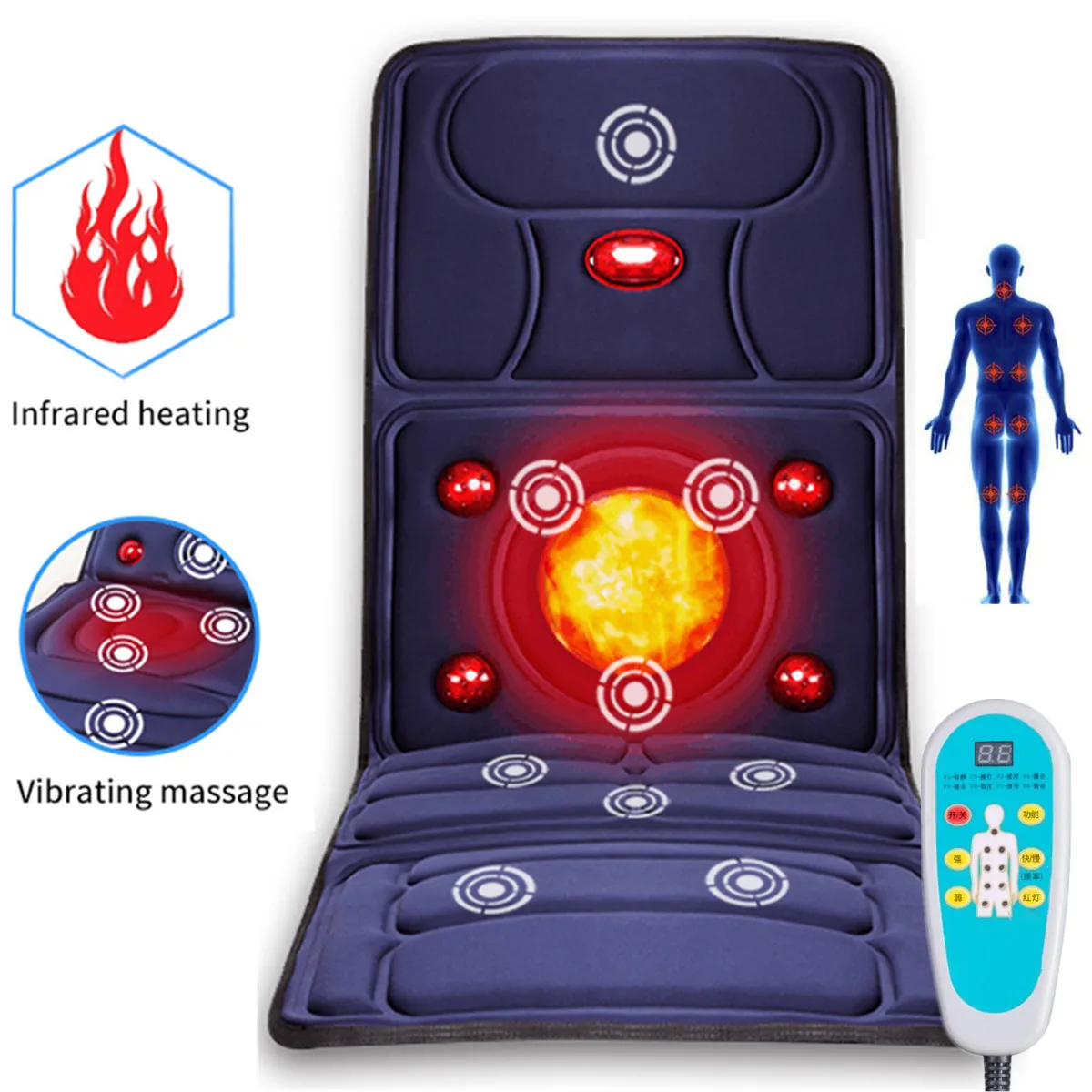 

Heated Back Massage Seat Topper Car Home Office Seat Massager Heat Vibrate Cushion Back Neck Massage Chair Massage