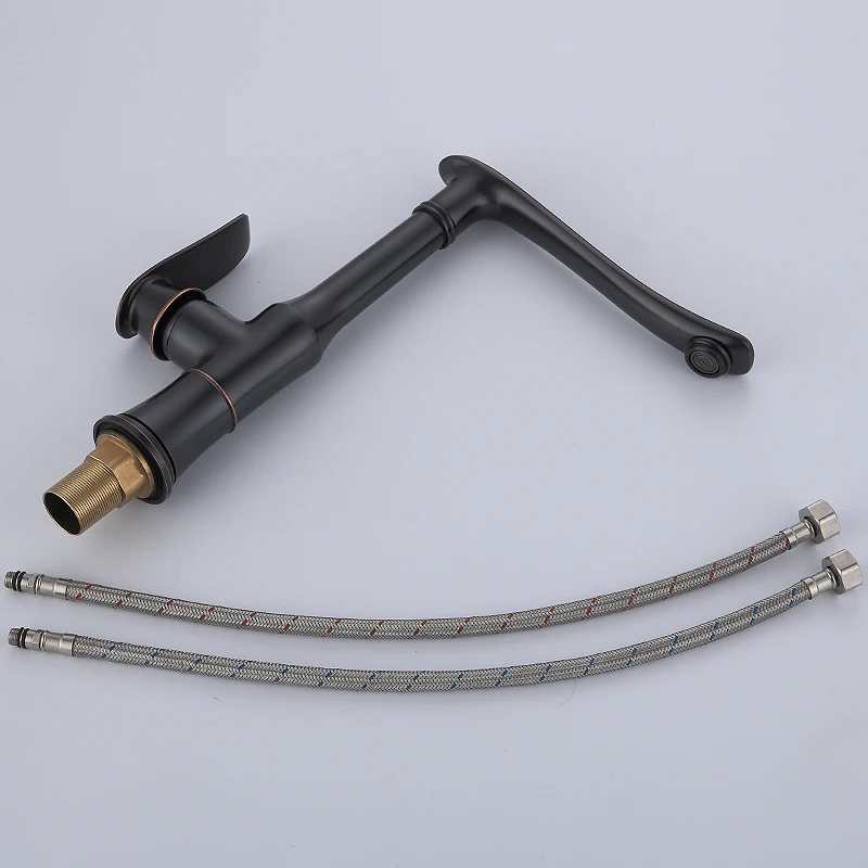 Смесители для кухни, черный латунный кран для кухонной раковины, античный поворотный кран 360 градусов, смеситель для воды, кран с одной ручкой, кран для холодной и горячей воды