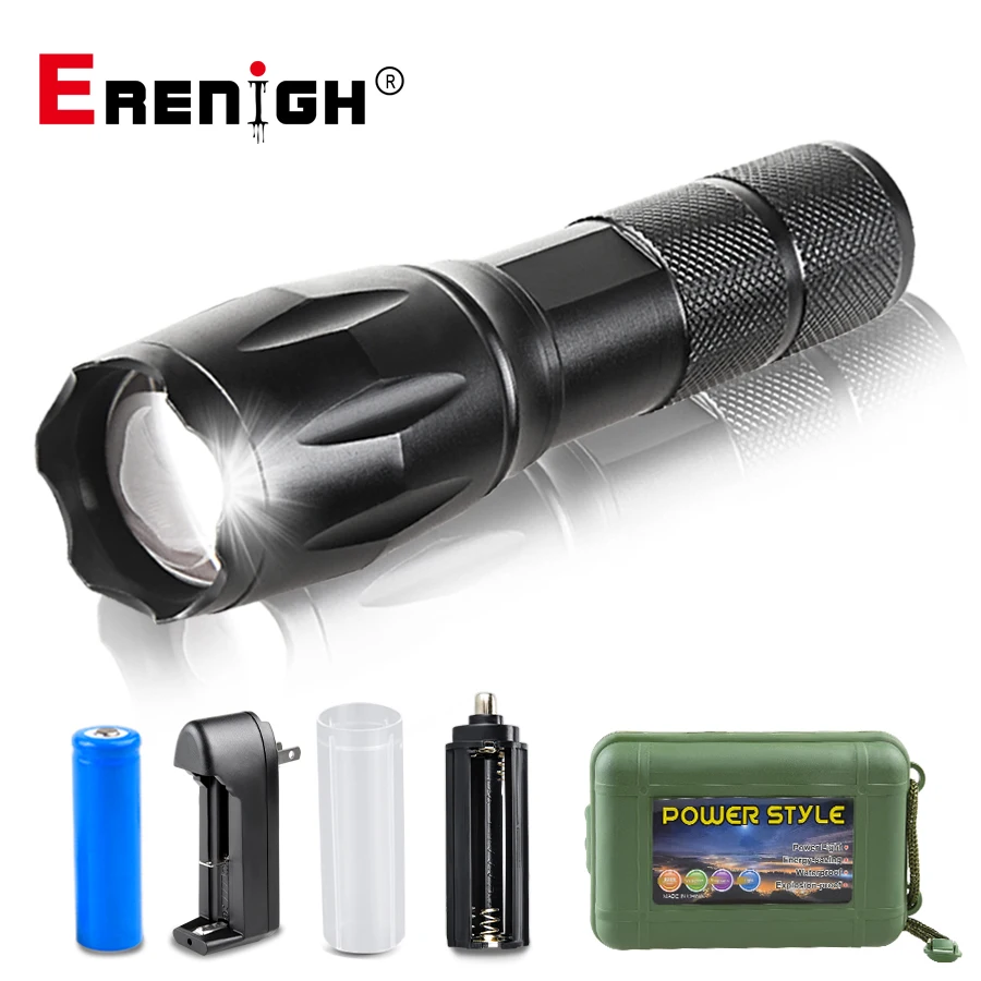 

Ultra Bright T6 L2 V6 Led Flashlight 8000lm Torch Camping Light 5 Modes Waterproof Zoomable Bicycle Light use AAA 18650 Battery