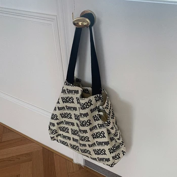 

Designer Shopping Bag Canvas Bag Female Single Shoulder Portable Simple Cloth Bag Luxury Large Capacity Tote Handbags Women Bags