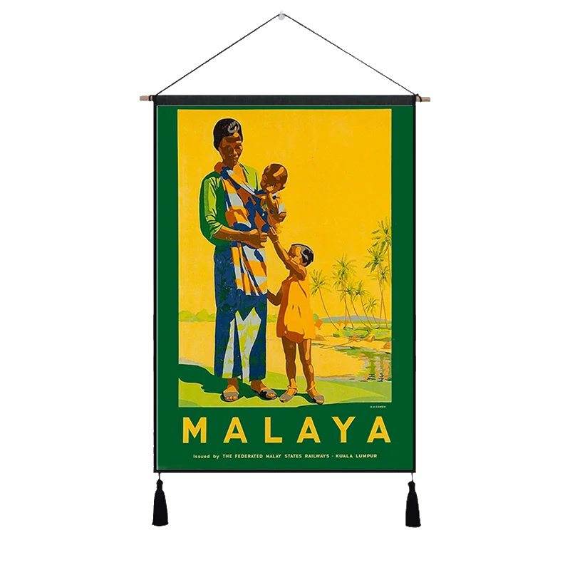 Лиловый Малайзия, Kuala Lumpur, винтажная подвесная ткань, хлопковая линия, живопись, плакат, домашний декор, настенный гобелен, подарок - Цвет: Лиловый