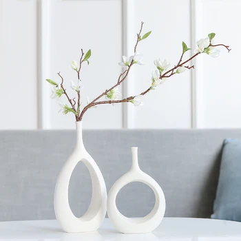 

Simple Nordic Ceramic Flower Vase Home Table Decor Flower Pot Arrangement Garden Desk Creative Ornament Dried Flower Vase
