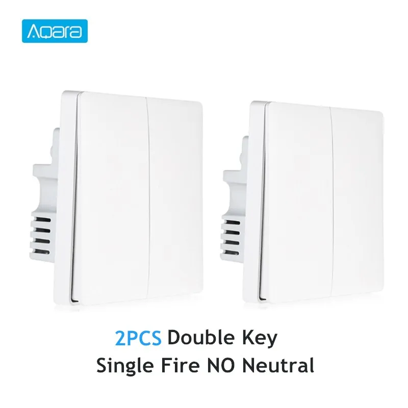 2PCS Double Key Умный настенный светильник Aqara, переключатель одной линии огня, версия ZigBee, Wi-Fi, беспроводное подключение, приложение, дистанционное управление - Цвет: 2PCS Double Key