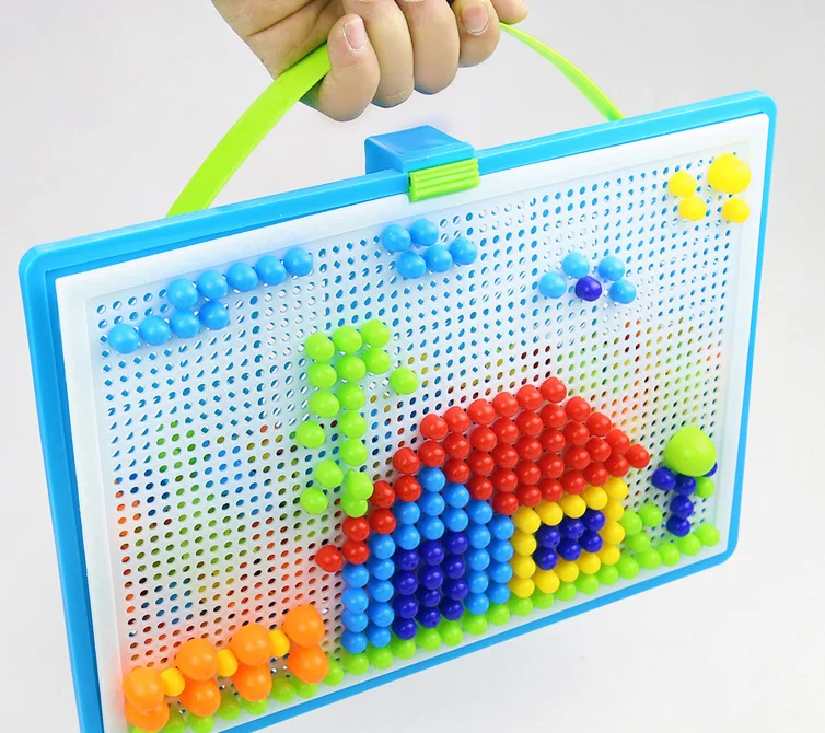 1set 296pcs Puzzle Toys Mushroom Nail 3D Puzzles Handmade Toys for Children Kids Early Education Toys