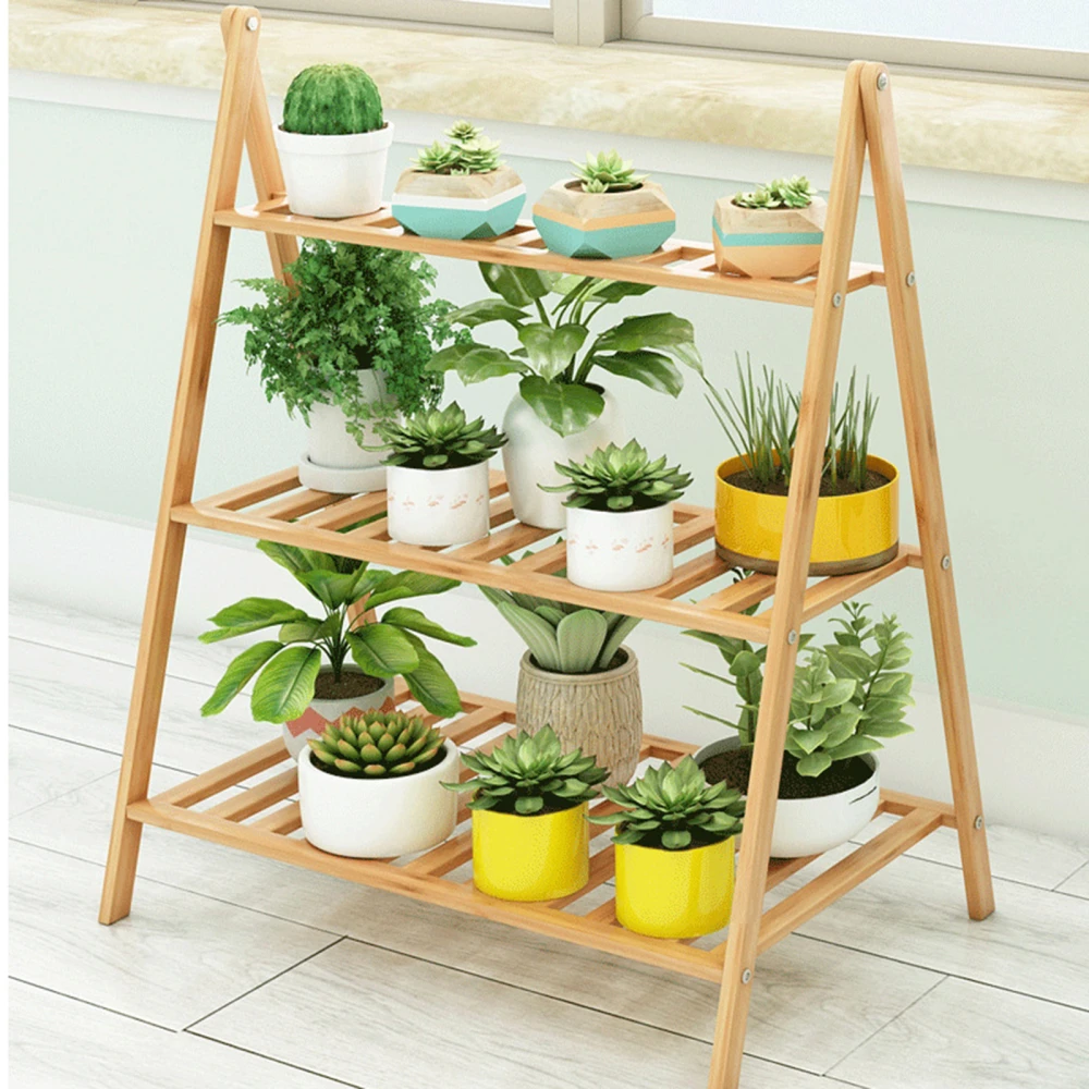 2 Layers Flowerpot Holder Hollow Plant Stand Trapezoidal Design Household Multi-layer Foldable Decoration Floor-standing Shelf