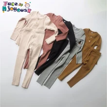 Модная детская одежда в рубчик, Детская Пижама для девочки, Пижамный костюм детская одежда для мальчиков осенне-зимний комплект из 2 предметов для малышей