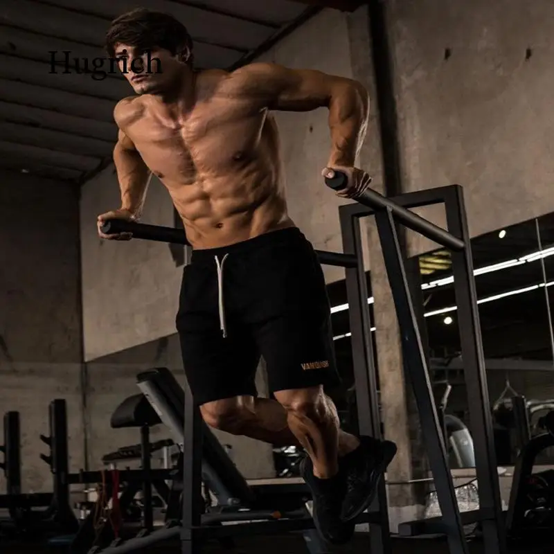 European New Muscle Fitness Shorts Men's Sports Running High Elastic Tights Men's Gym Wear