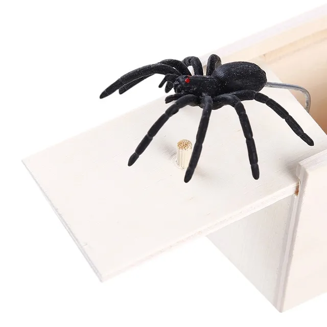 Funny Scare Box Wooden Prank Spider Hidden In Case Great Quality Prank-Wooden Scarebox Interesting Play Funny Play Joke Gift Toy White box spider