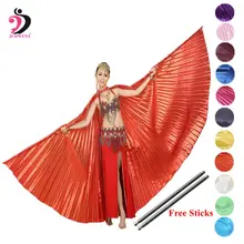 Стиль Профессиональный танец живота Крыло танец живота прозрачная ткань Isis Крылья Золотой 11 цветов с палочками