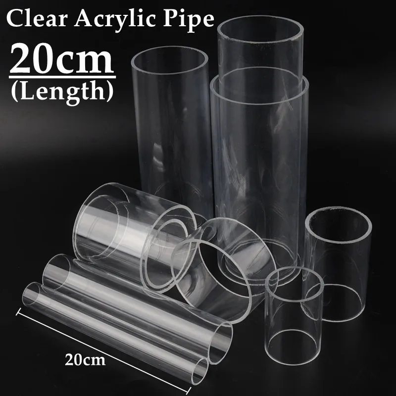 Прозрачная плексическая стеклянная трубка O.D16-110mm для аквариума прозрачная 2 шт. 20