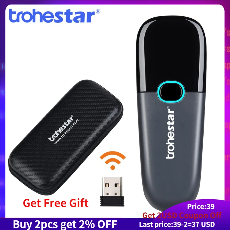 Беспроводной сканер штрих кода Trohestar совместимый с функцией Bluetooth 2 4 ГГц