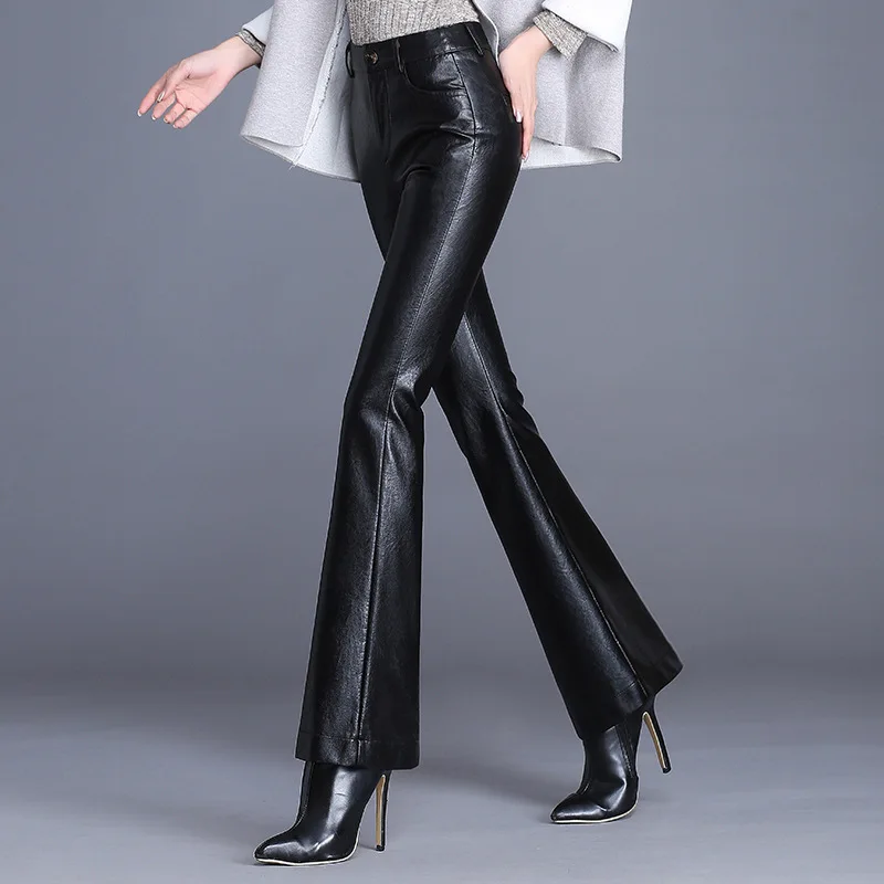 leather flare pants