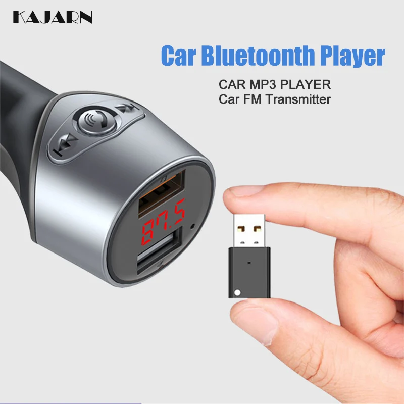 KAJARN fm-передатчик Bluetooth Автомобильный mp3 плеер громкой связи беспроводной Bluetooth радио Музыкальный плеер двойной Переходник USB для зарядки в машине
