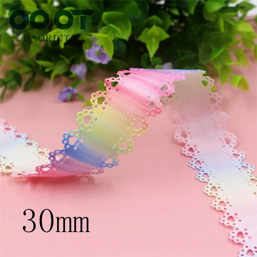 I-19625-1452 I-19625-1445,30mm New hollow cartoon printed grogren ribbon 10yards Headgear bow DIY handmade Gift wrapping decoration - Цвет: I-19625-1452