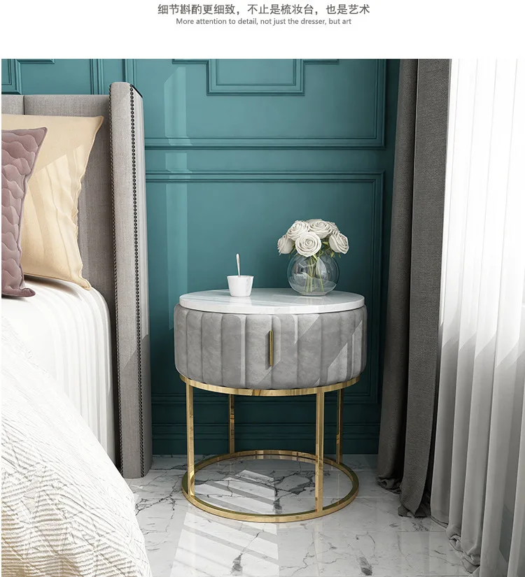 Instalação livre de luxo mesa cabeceira quarto moderno cabeceira redonda  com gaveta nordic armário móveis para casa 40cm - AliExpress