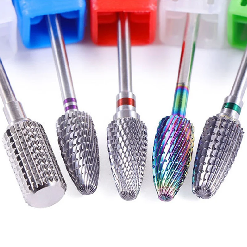 20 типов ногтей сверла для электрической дрели маникюрный станок аксессуары красочные керамические фрезы Радуга карбид вольфрама