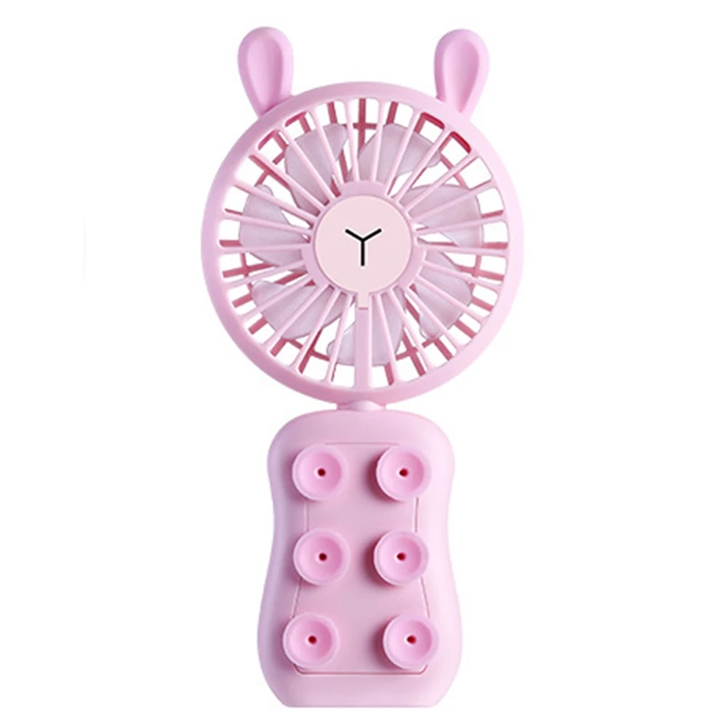 Pink Usb Portable Mini Rechargeable Handheld Fan Silicone Suction Cup Can Be Used For Mobile Phone Bracket Fan - Цвет: Pink