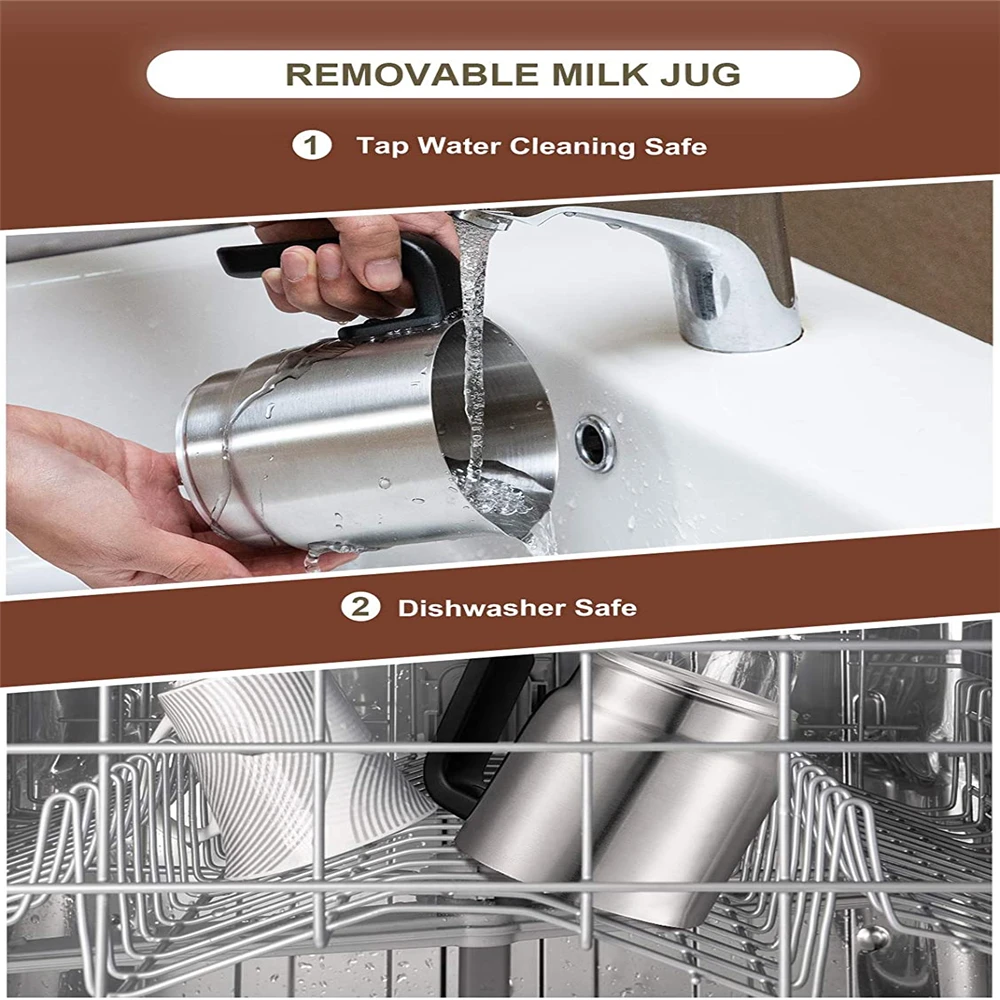 DEVISIB 4-in-1 Automatic Milk Frother Electric Instant Magic Froth 350ml Stainless Steel Pitcher Dishwasher Safe Hot and Cold 2