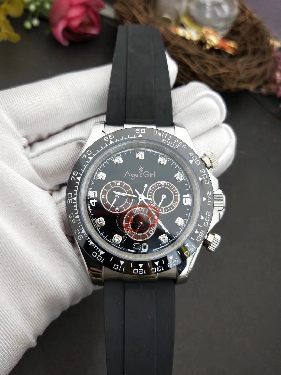 

Luxury Brand New Black Rubber Men Watch Sapphire Rose Gold Black Ceramic Bezel Automatic Mechanical Gents Watches AAA+