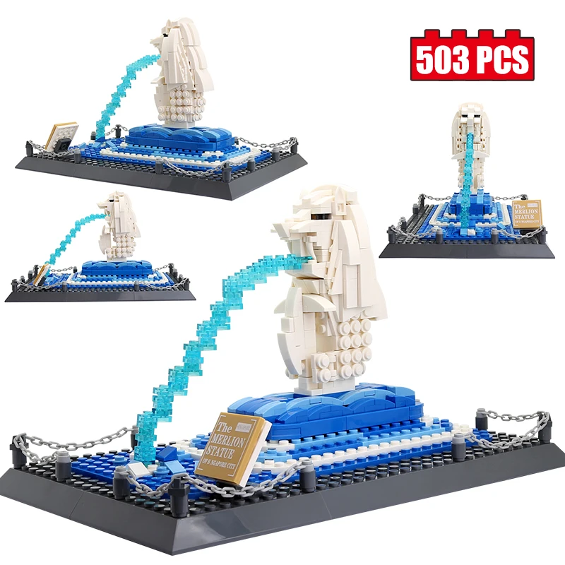 

503pcs Singapore Merlion Statue Landmark City Series Model Building Block Compatible Boy Toy Gift
