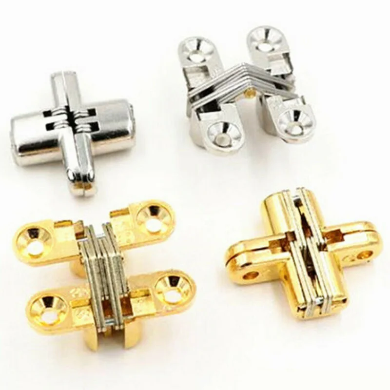 

8 Pieces Screws Zinc Alloy Cross Hinge Invisible Folding 2pcs For Cabinet Doors Hardware Door Hinges