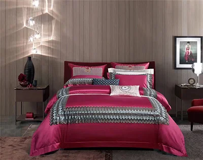 color3 Французский шик 1000tc Египетский хлопок Королевский роскошный комплект постельного белья King queen размер кружева пододеяльник простыня на резинке, наволочка - Цвет: color3