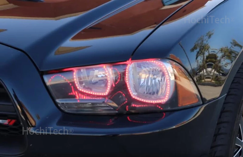for Dodge Charger SXT Plus 2011 2012 2013 RGB Multi Color LED Angel Eyes Halo Rings Kit