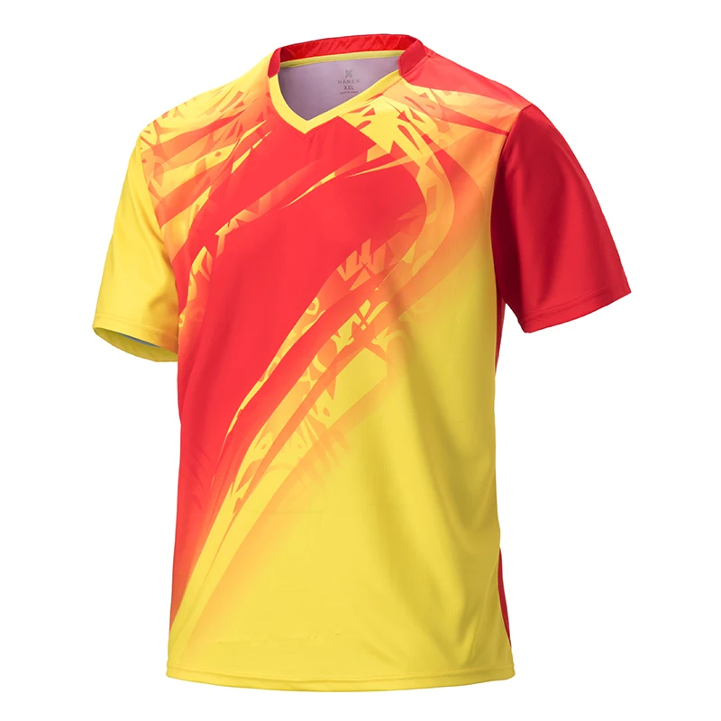 X1639 Men red Новые рубашки для бадминтона для мужчин/женщин, спортивные рубашки для тенниса, футболки для настольного тенниса, быстросохнущие спортивные футболки для тренировок, спортивная одежда - Цвет: X1639 Men red