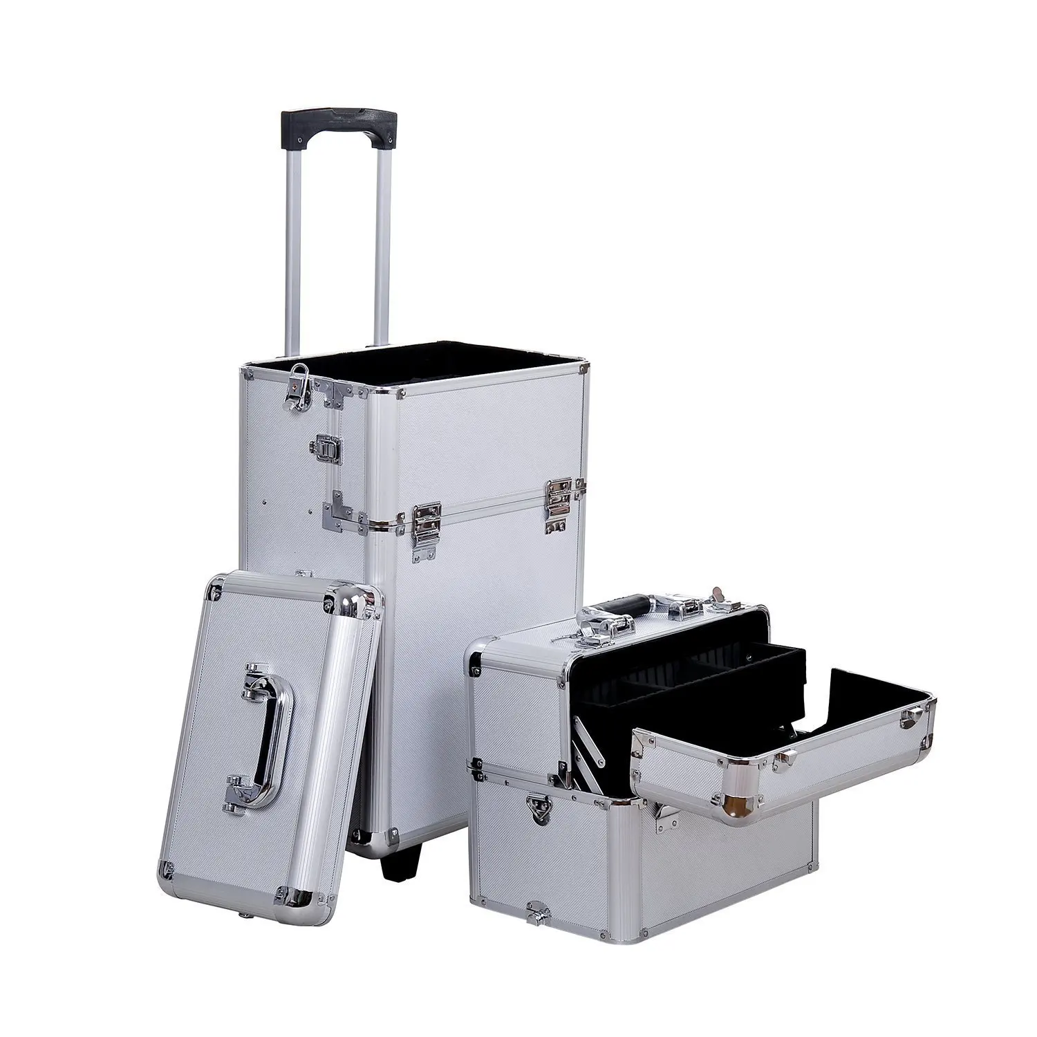 HOMCOM Maletin Maquillaje Profesional 35,5x23x86cm Maleta Trolley 4 Pisos 2  Ruedas Plateado Peluqueria Estetica - AliExpress Maletas y bolsas