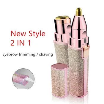 

Protable 2 IN 1 Electric Epilator Eyebrow Trimmer Female Body Facial Lipstick Shape Hair Removal Women Painless Razor Shaver 40#