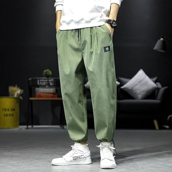 

Erkek Pantolon Men Pants Hip Hop Harem Joggers Pants 2020 Male Trousers Mens Joggers Solid Shrink Ankle Pants Sweatpants M-5XL