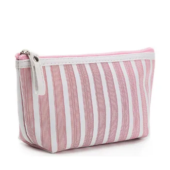 

Multifunction Beauty Cosmetic Makeup Bags For Women Organizer Zipper Handbag Travel Toiletry Waterproof Striped Case Pouch Bags