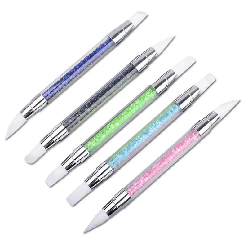 Full Beauty Dual-ended 2 Ways Silicone Nail Art Sculpture Pen 3D Carving DIY Glitter Powder Liquid Manicure Dotting Brush | Красота и