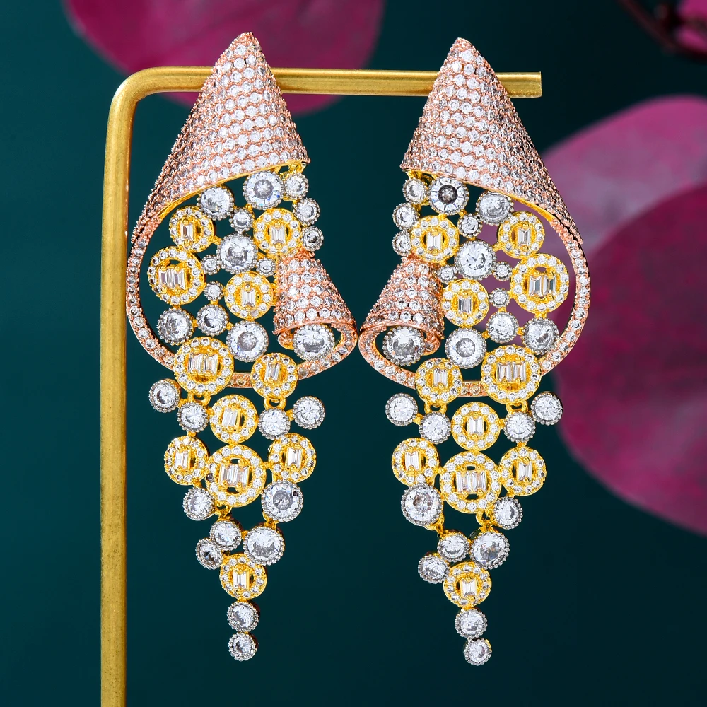 Missvikki Original Design Luxury Vintage Big Earrings For Noble Women Wedding Party CZ Dubai Bridal Earrings Gorgeous Jewelry