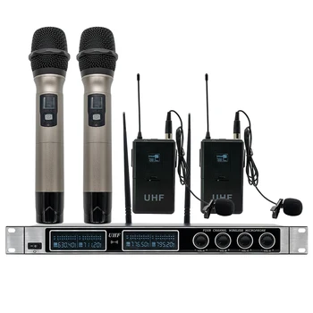 

Professional wireless microphone system 4-channel wireless microphone 2 handheld microphone 2 lavalier microphone performance