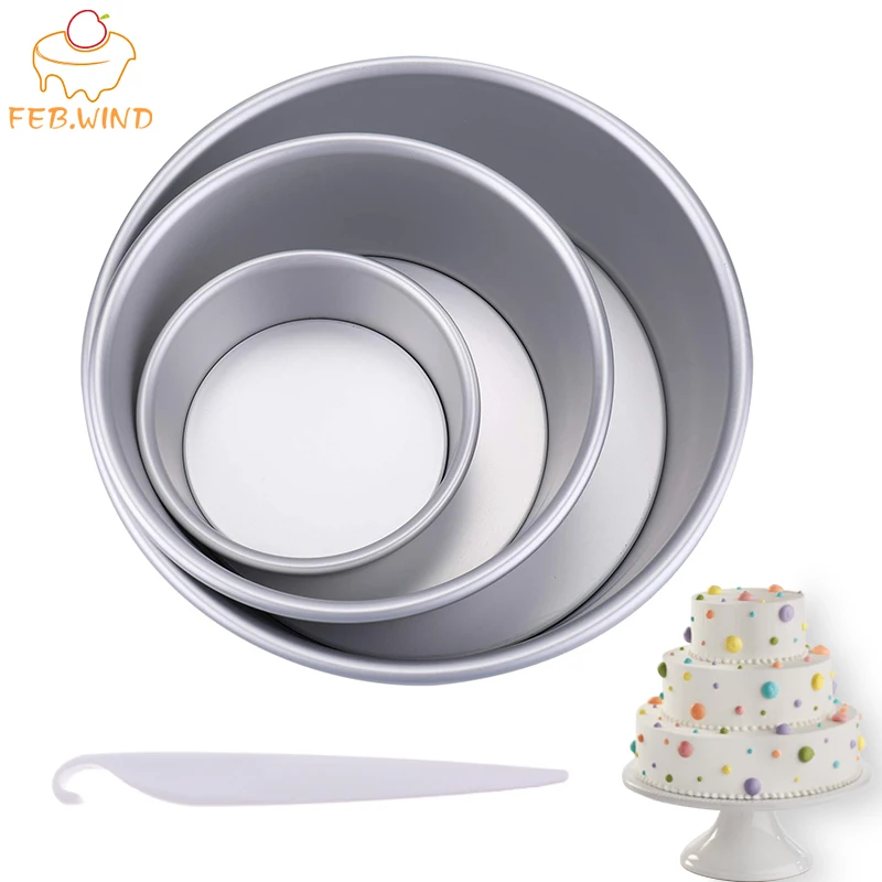 Cake-Pan-Set Removable-Bottom Tins Round Aluminum-Alloy Chiffon 3-Tier 6/8inch with C019