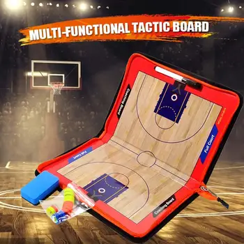 

Basketball Tactic Board Zipper Leather Wood Grain Magnetic Professional Tactical Board Basketball Coaching Tactical Board Acces