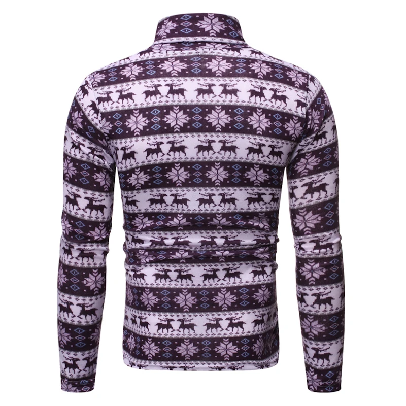 Классический Полосатый с принтом лося Pull Homme Повседневный теплый пуловер Рождественские свитера для мужчин черепаха шеи тонкий длинный рукав мужская одежда s
