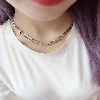 

1:1Original Fashion retro Double layer snake bone necklace S925 Sterling Silver Jewelry Female luxury brand Valentine's Gift