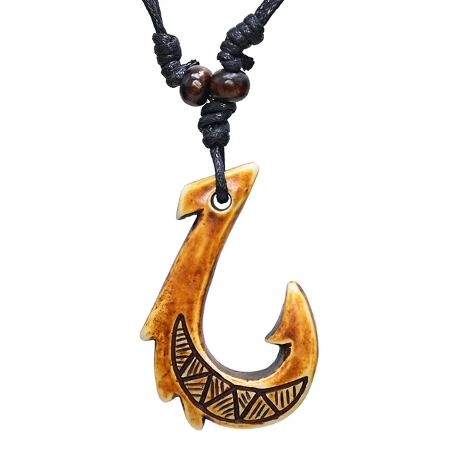 FX033 New Zealand Maori bone necklace Fish Hook pendant man Choker